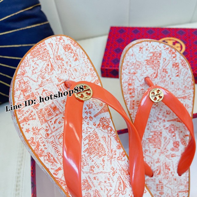 TORY BURCH2021年夏季新款女款坡跟人字拖TB官方春夏季主打款女士人字拖 dx2384